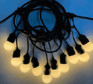 Cordão de Led c/ 10 bolinhas Warm para festa, tom M/F uso externo IP44 - Bivolt