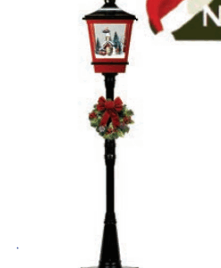 Poste Natalino, preto e vermelho  c/ Guirlanda  - 184cm