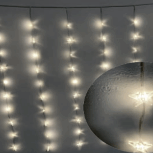 Cortina 140 LEDS branco com 70 estrelas 8 funções BIVOLT 2.5*1.0m