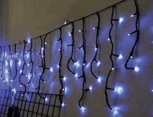 Cascata 350 LEDs br fio verde 8f com memória e tom m/mf BIVOLT EXTERNO IP44