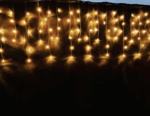Cascata 350 LEDs warm fio verde 8f com memória e tom m/mf BIVOLT EXTERNO IP44