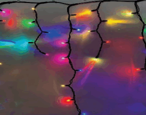 Cascata 350 LEDs Colorido fio verde 8f com memória e tom m/mf BIVOLT EXTERNO IP44