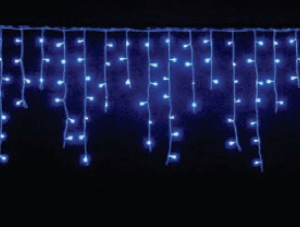 Cascata 350 LEDs azul fio branco 8f com memória e tom m/mf BIVOLT EXTERNO IP44
