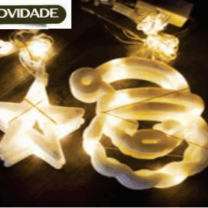 CASCATA 105 LEDS COLORIDO FIO DE FADA COM PAPAI NONEL E ESTRELA NA PONTA