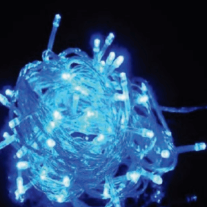 100 LEDs azuis 8f fio transp 10m