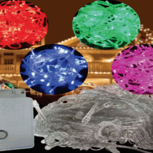 CORDÃO 100 LEDS SORTIDOS 8M ( vermelho-verde-azul-rosa)