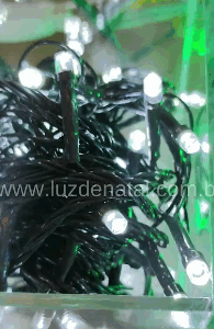 100 LEDs br fixa fio verde tom m/f  USO INTERNO