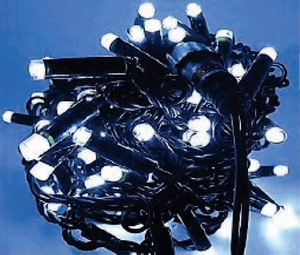 CORDÃO 300 LEDS BRANCO FIO VERDE FIXO TOM M/F