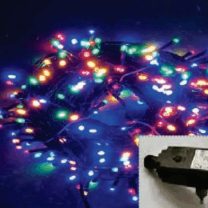 Cordão 300 leds COLOR PISCA USO EXTERNO IP44 30m