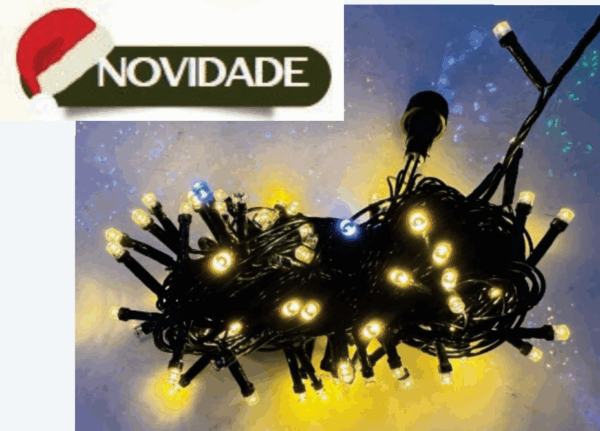 Cordão 100 leds  WARM c/20 strob BR fio verde 31V IP44