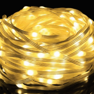 500 leds fio de fada warm PVC fio cristal 8f c/ memoria