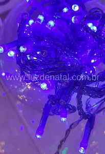 100 LEDs Azul fio Azul Ø2,2mm com 20 strobos branco tom m/mf uso externo  IP44