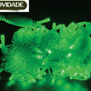 CORDÃO 100 LEDS VERDE FIXO FIO VERDE CRISTAL Ø2,2mm CONECTOR M/F USO EXTERNO