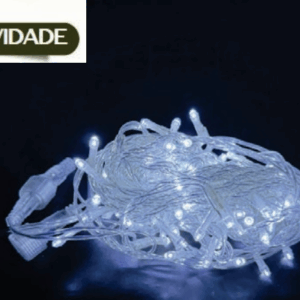 CORDÃO 100 LEDS BR FIXO FIO CRISTAL Ø2,2mm CONECTOR M/F USO EXTERNO