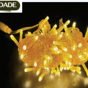 CORDÃO 100 LEDS WARM FIXO FIO AMALERO CRISTAL Ø2,2mm CONECTOR M/F USO EXTERNO