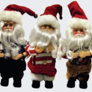 Papai-noel dançando com três modelos sortidos