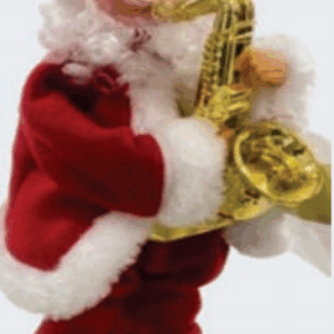 Mini papai Noel com saxofone.