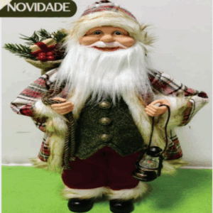 Papai Noel Luxo Xadrez c/ Lamparina 60cm
