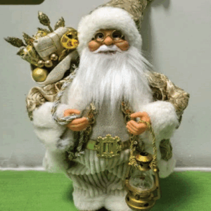 Papai Noel Luxo Dourado c/ lamparina 30cm