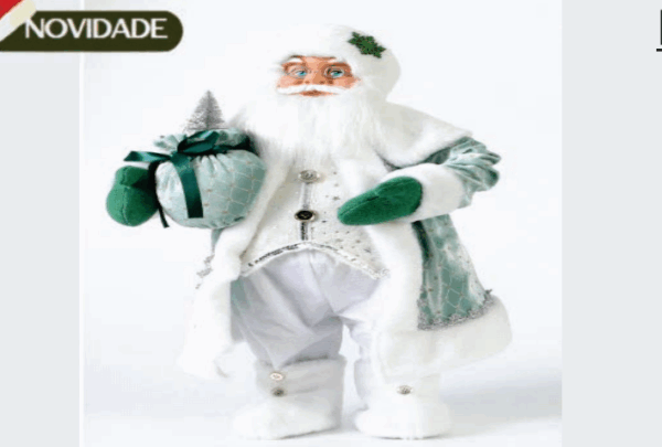 Papai Noel Luxo Azul Claro  30cm
