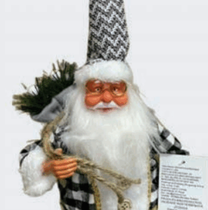 Papai Noel com roupa cinza xadrez 30cm